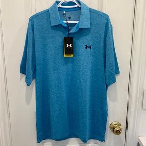 NWT Under Armour Blue Golf Shirt Size L